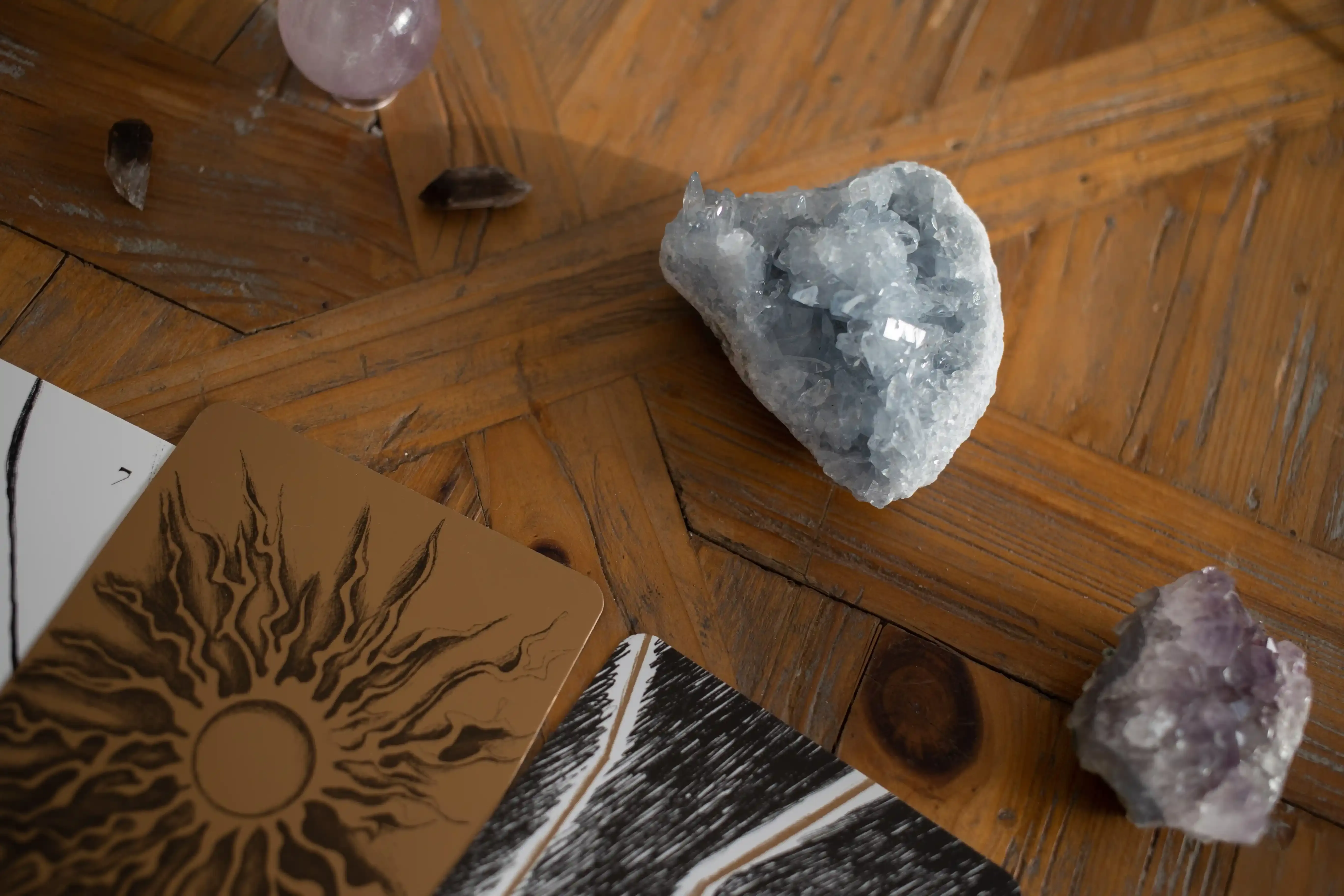 Professional gemstone therapy consultation setup showing healing crystals arranged for holistic healing session in Edmonton